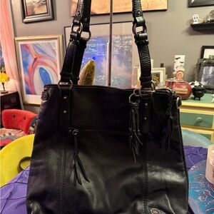 The Sak Black Leather Tote Bag